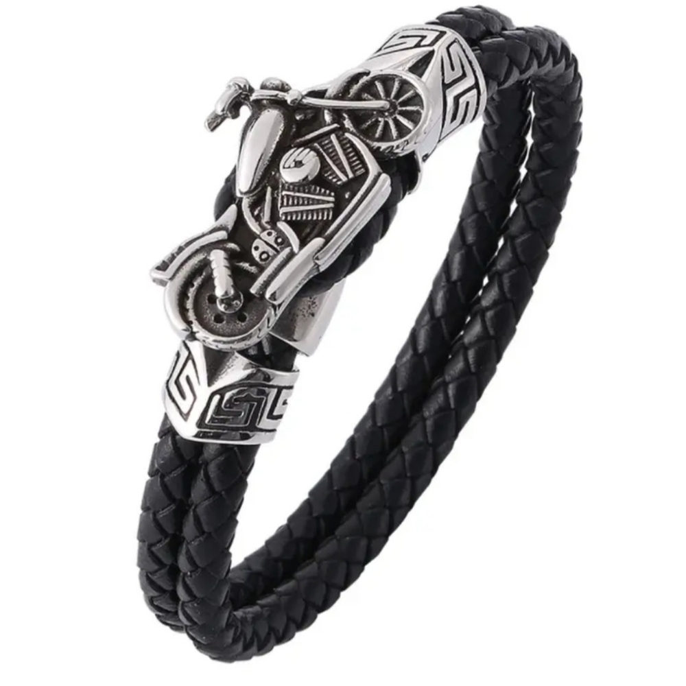 Iconic Motorcycle Biker Leather Bracelet - Super Cool